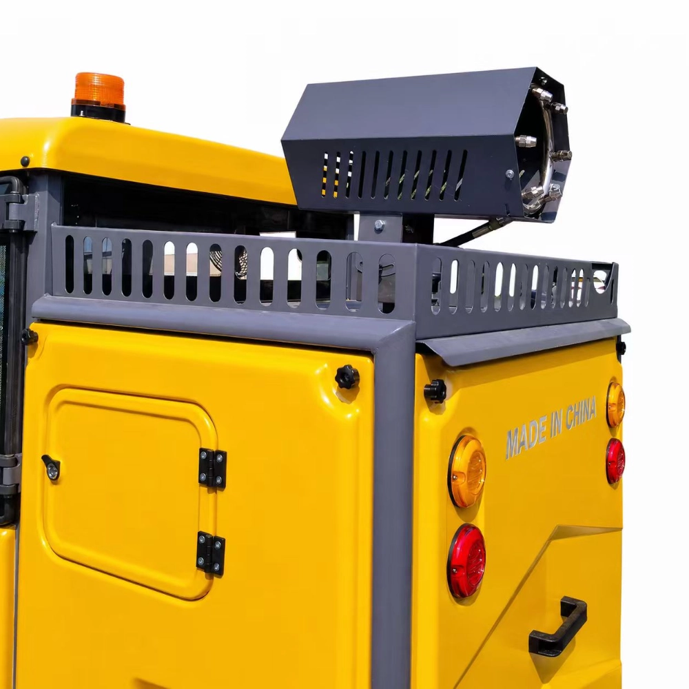 ZY-X2 ride-on industrial sweeper rear light and dust suppression system detail