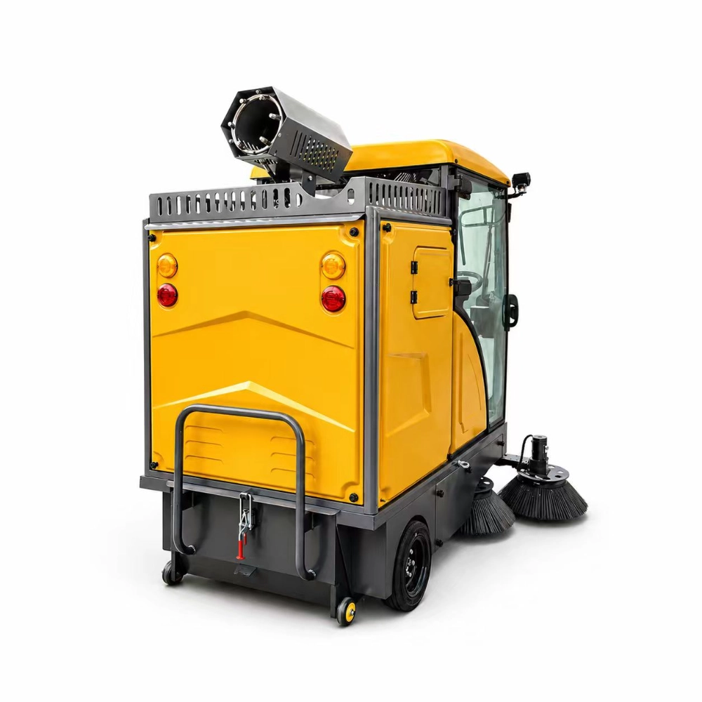 ZY-X2 fully enclosed ride-on industrial floor sweeper rear view