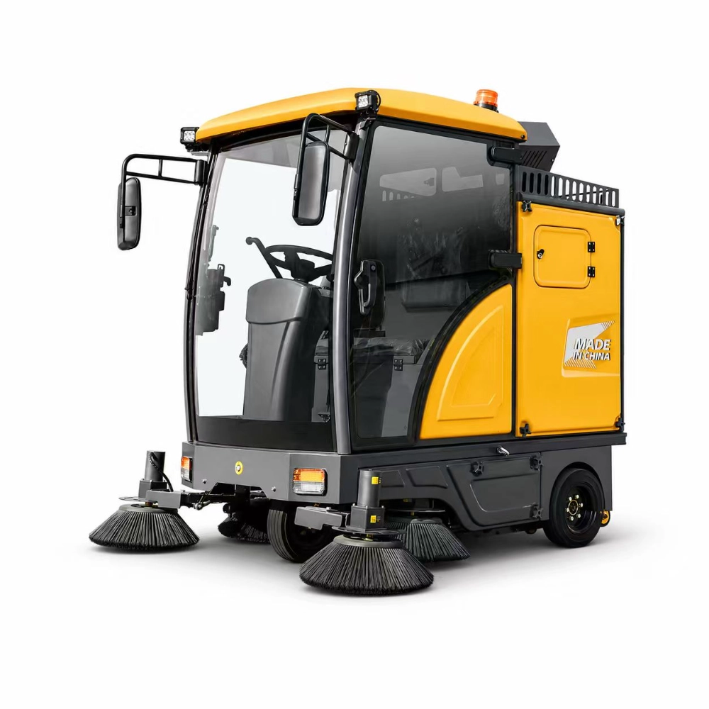ZY-X2 fully enclosed ride-on industrial floor sweeper side view