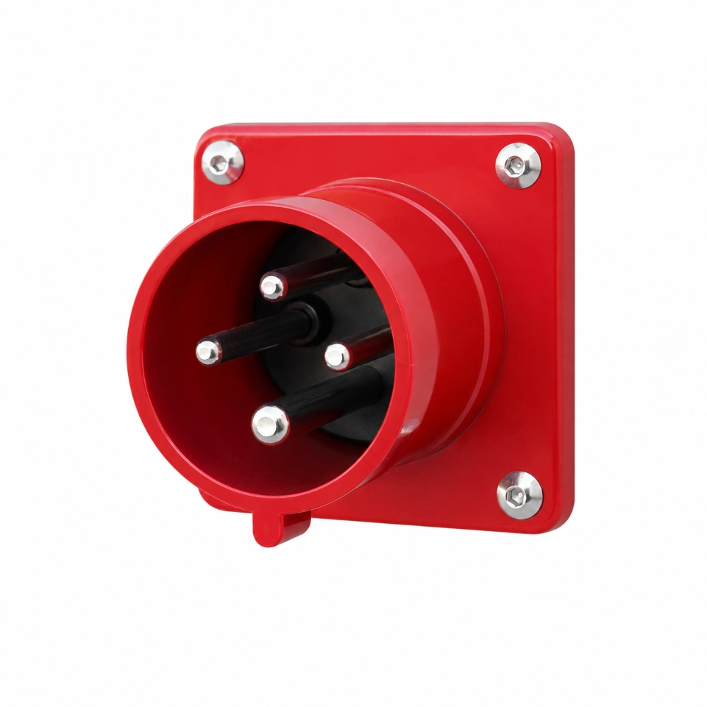 ZY-G7 pulse jet industrial vacuum cleaner heavy-duty industrial red power socket close-up, waterproof industrial connector for stable power supply on industrial dust collector