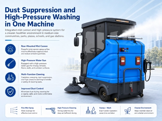 ZY-H60 fully enclosed ride-on sweeper with built-in dust suppression and high-pressure washing function, multifunctional industrial street cleaning machine