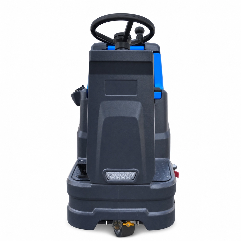 ZY-700 ride on floor scrubber carousel image 03 front operation console view, battery powered rideable industrial floor washing machine for factory, warehouse, supermarket and hotel hard floor cleaning