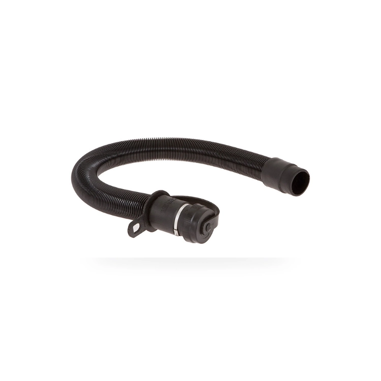 Gray large-diameter corrugated floor scrubber solution hose with dual straight cuff end connectors
