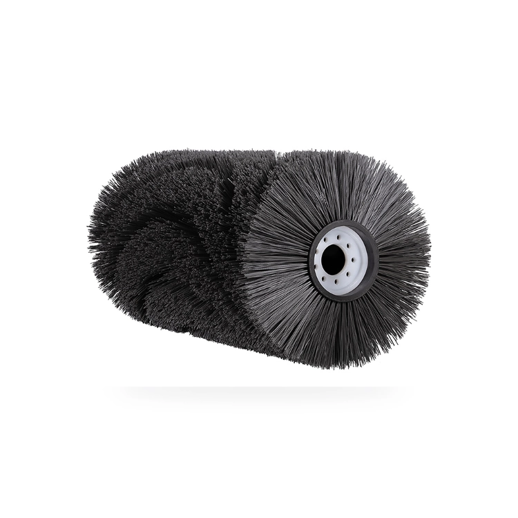 Sweeper cylindrical broom with black PP filament and white flange core for industrial street sweeping machines