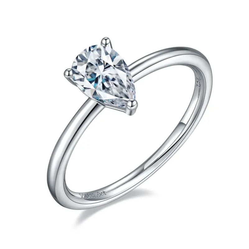 Classic pear -shaped S925 moissanite ring