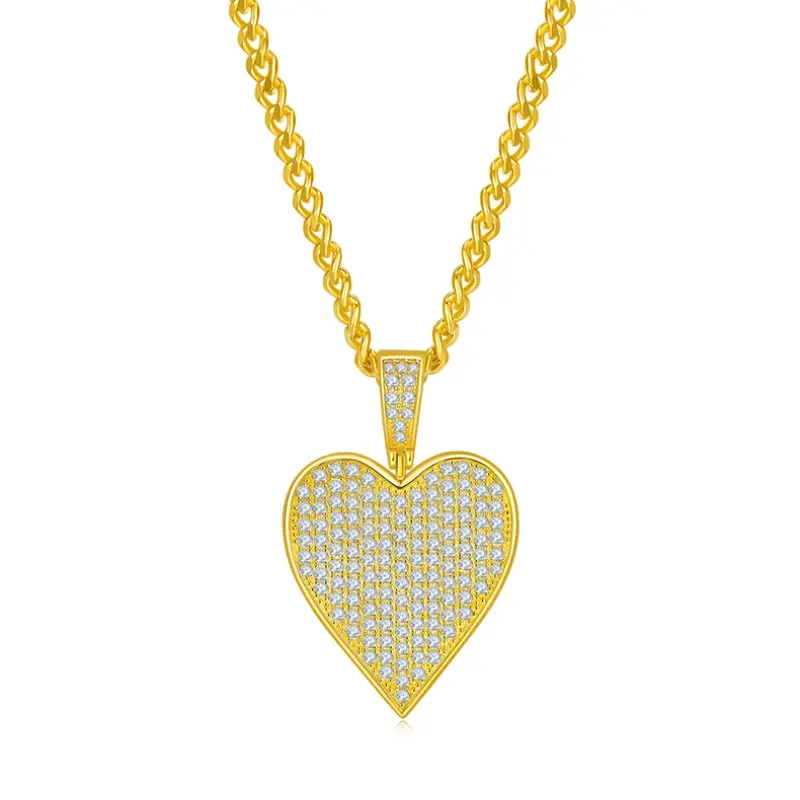 Hearts hiphop S925 cross moissanite necklace