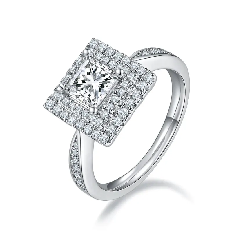 Luxury Inlaid square S925 moissanite ring