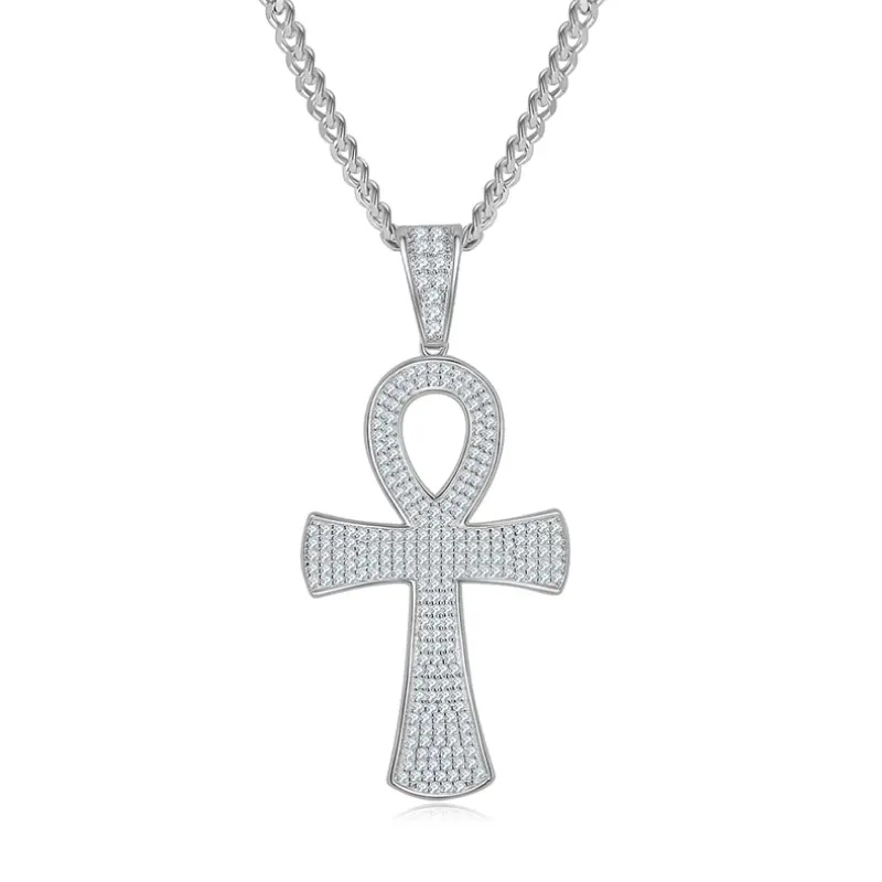 Luxury inlaid fashion S925 cross moissanite necklace