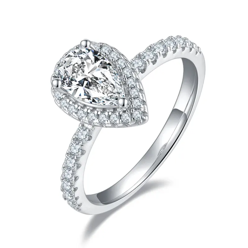 Luxury pear -shaped S925 moissanite ring