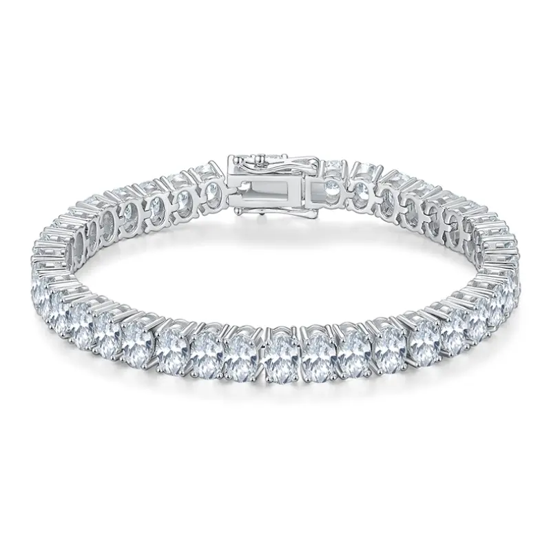 S925 18k Egg -shaped tennis moissanite bracelet