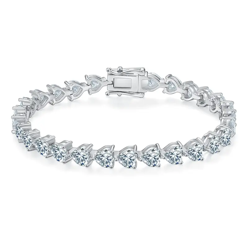 S925 18k Heart-shaped tennis moissanite bracelet