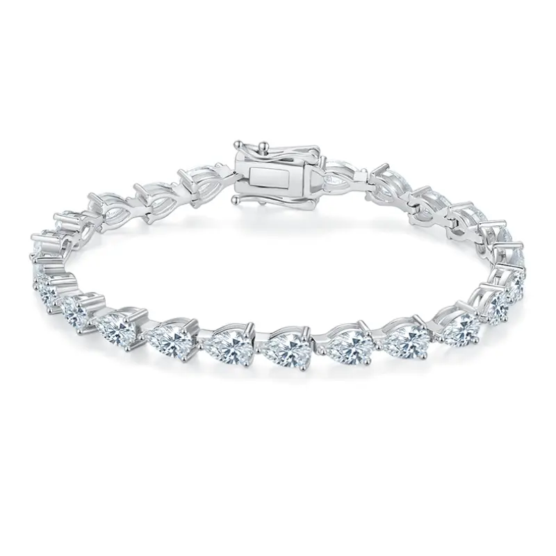 S925 18k pear -shaped tennis moissanite bracelet