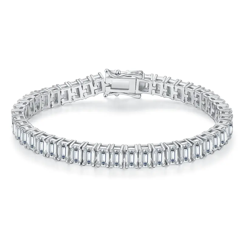 S925 18k rectangle tennis moissanite bracelet