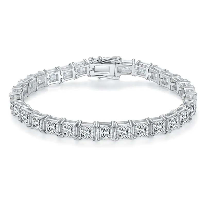 S925 18k square tennis moissanite bracelet