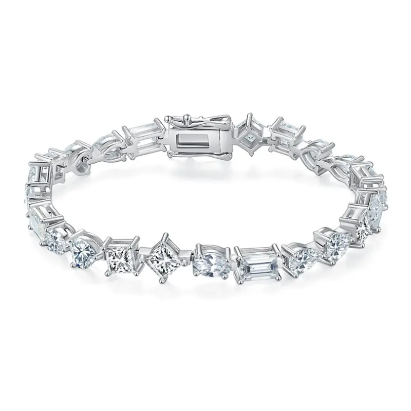 S925 18k various shapes tennis moissanite bracelet