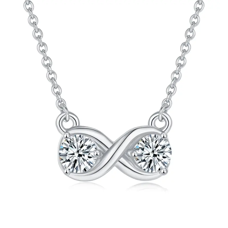 S925 double Mobius Ring moissanite necklace