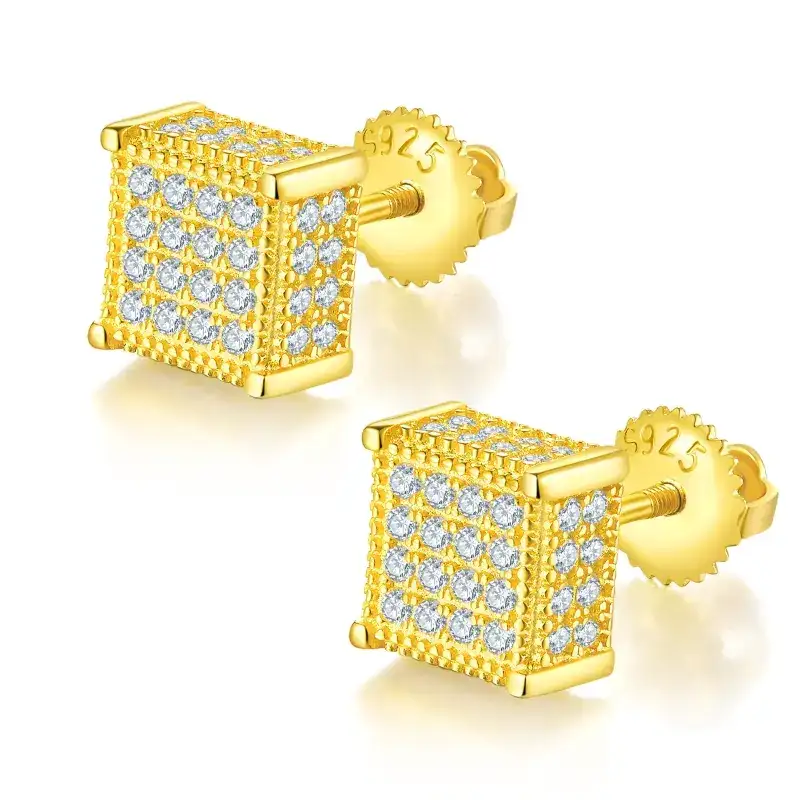 Square cube S925 moissanite earrings