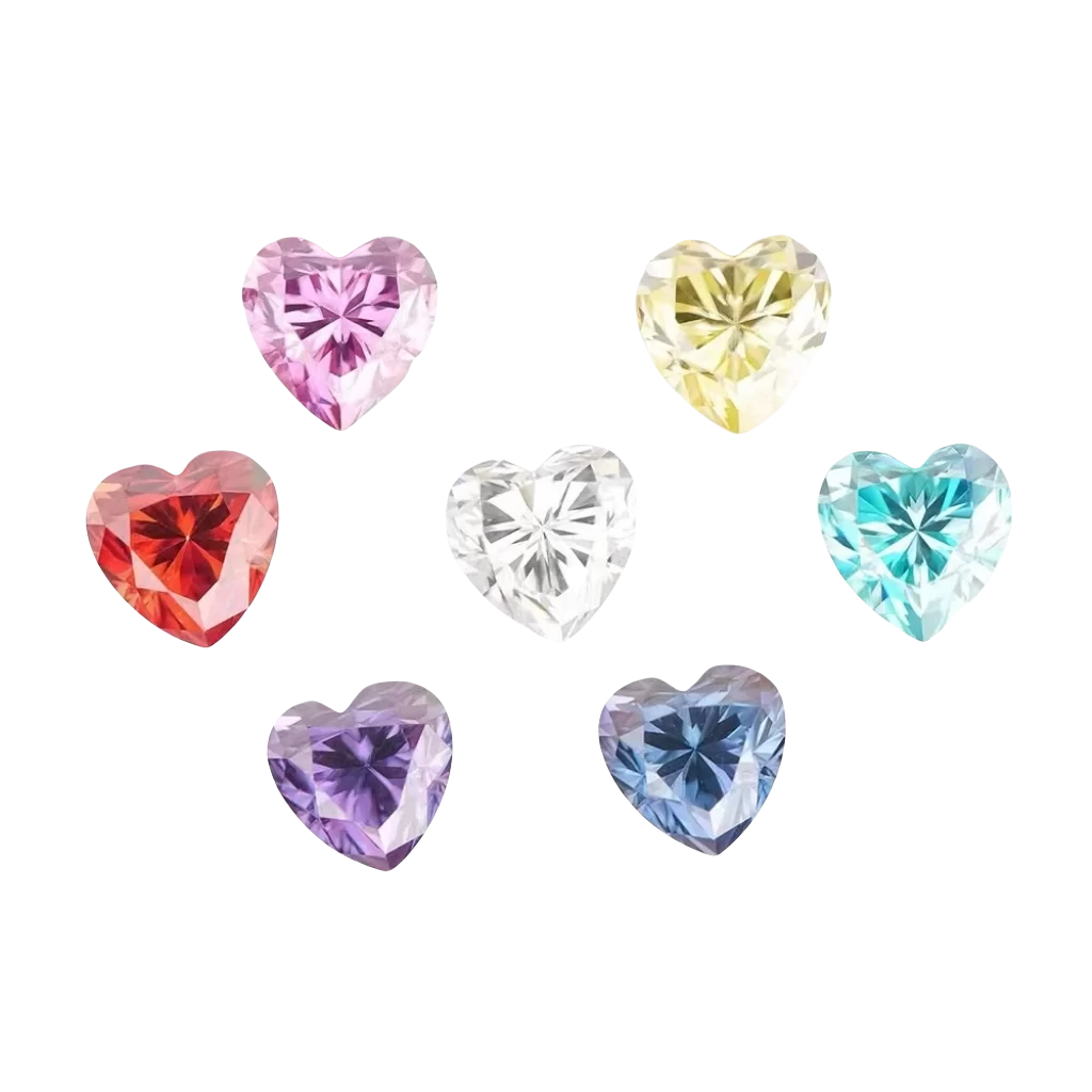 heart-shaped colored moissanite