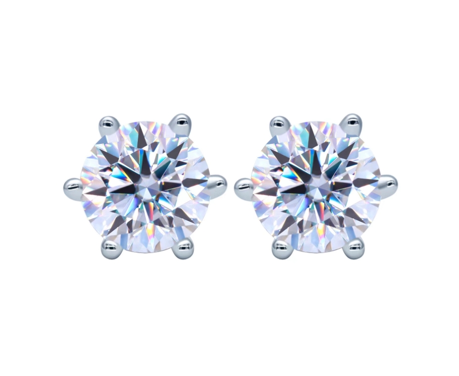 six-prong moissanite earrings