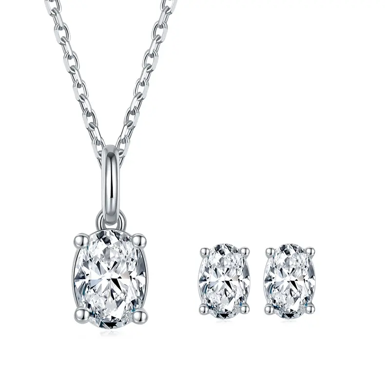 Classic Egg Shape S925 Moissanite Set