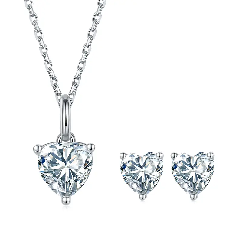 Classic Heart S925 Moissanite Set