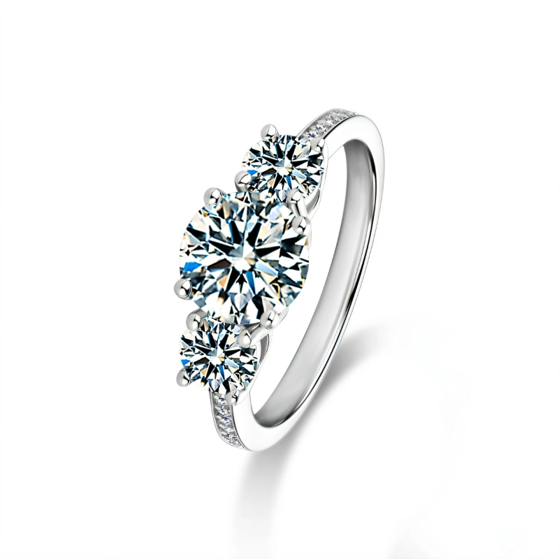 The Triple Diamond Moissanite Ring