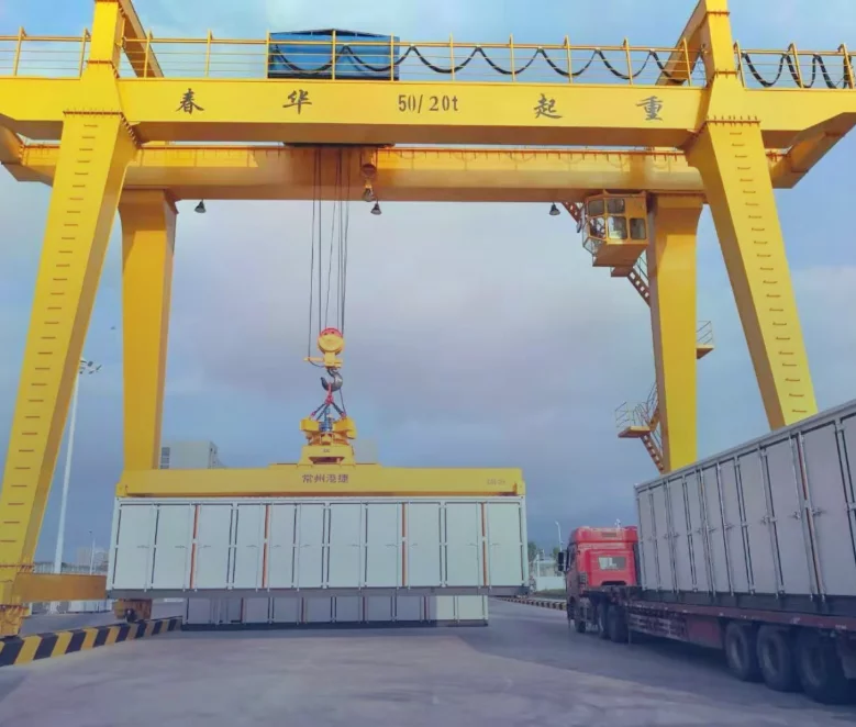 What are the key features of container gantry cranes?