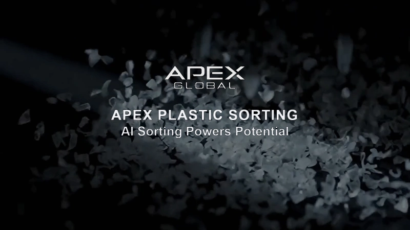 APEX AI color sorting system for waste plastic recycling, turning mixed waste plastic flakes into high-purity recycled raw materials to boost profitability for recycling plants