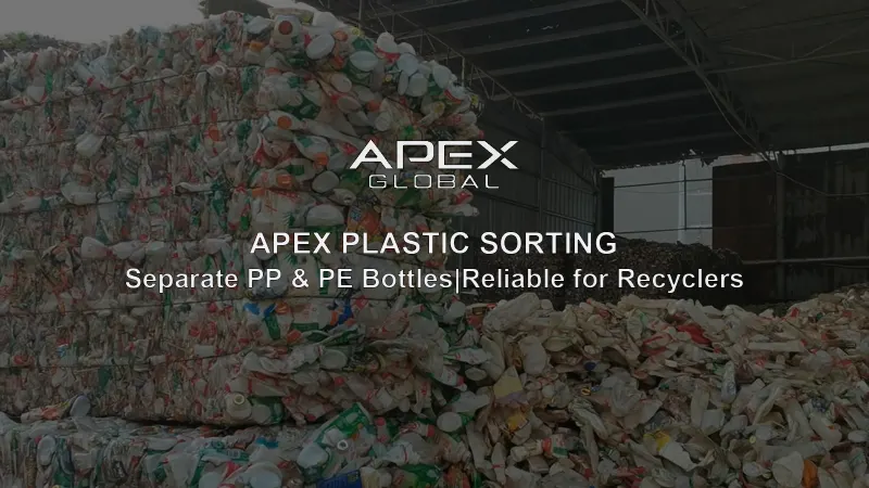 APEX whole bottle sorter for plastic recycling, efficient physical separation of mixed PP and PE plastic bottles to purify raw materials for waste plastic recycling