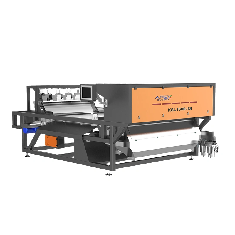 Perfil lateral da máquina de triagem óptica de correia da série APEX KSL, equipamento para remoção de ganga mineral