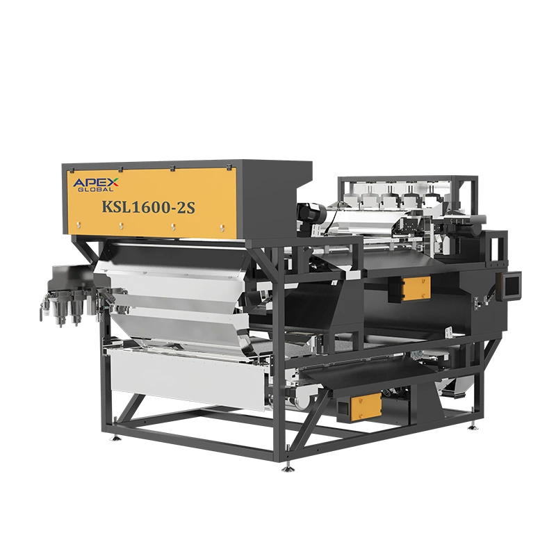 Rendu 3D en perspective latérale de la machine de tri de minéraux à double bande robuste KSL1600-2S