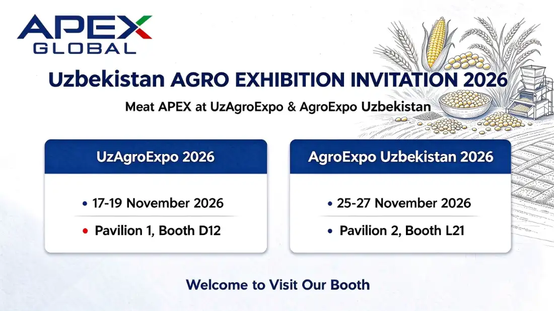 APEX Sorting présentera ses équipements de tri intelligents lors de deux salons agricoles en Ouzbékistan en novembre 2026.