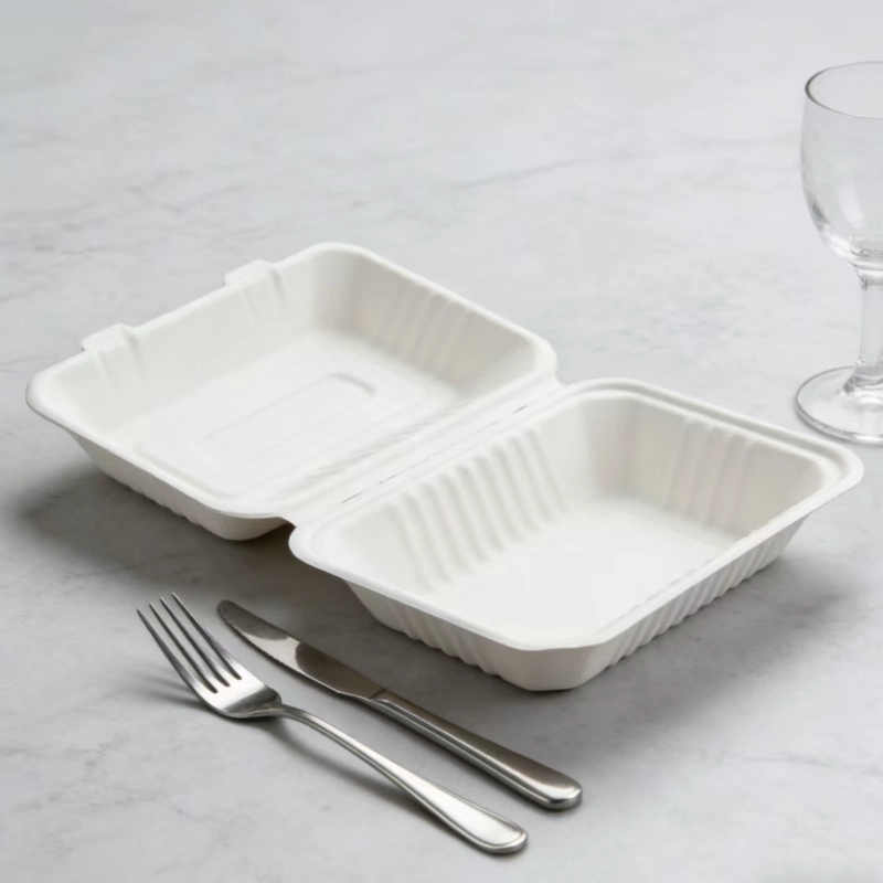 caja desechable de bagazo para hamburguesas1