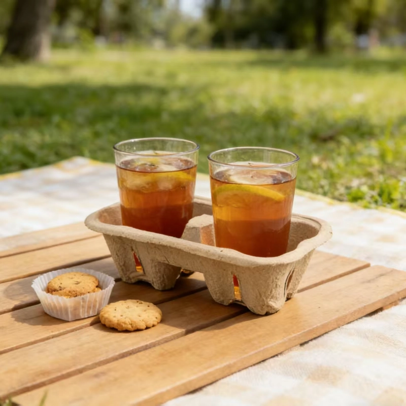 High type 2-Cell paper pulp cup holder