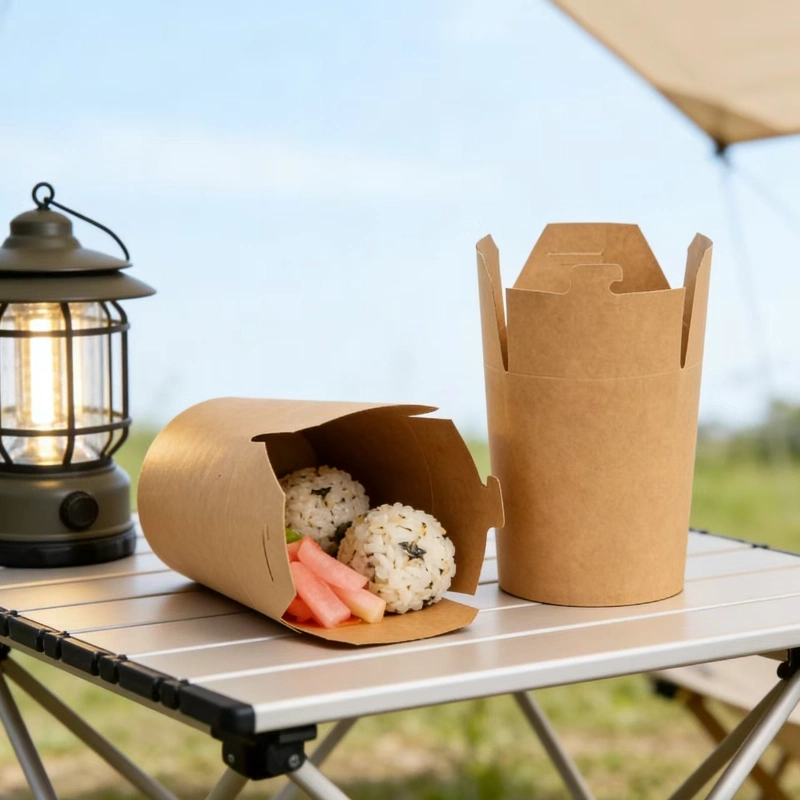 disposable kraft paper round bottom noodle box1