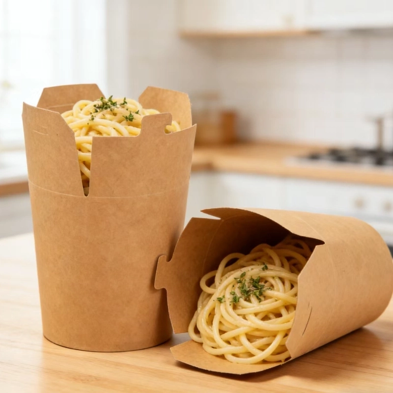 disposable kraft paper round bottom noodle box2