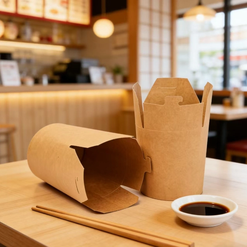 disposable kraft paper round bottom noodle box3