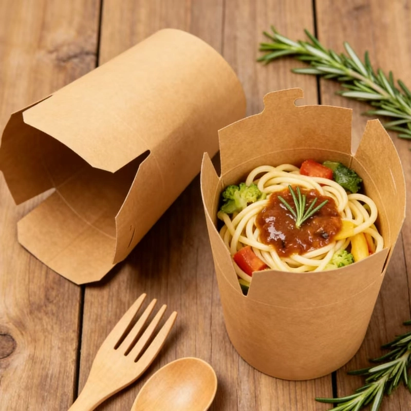 disposable kraft paper round bottom noodle box8