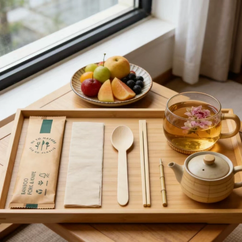 disposable bamboo cutlery set