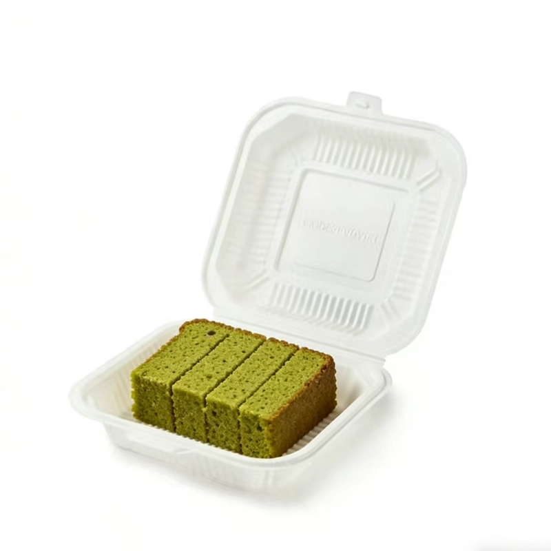 9inch cornstarch white clamshell box3