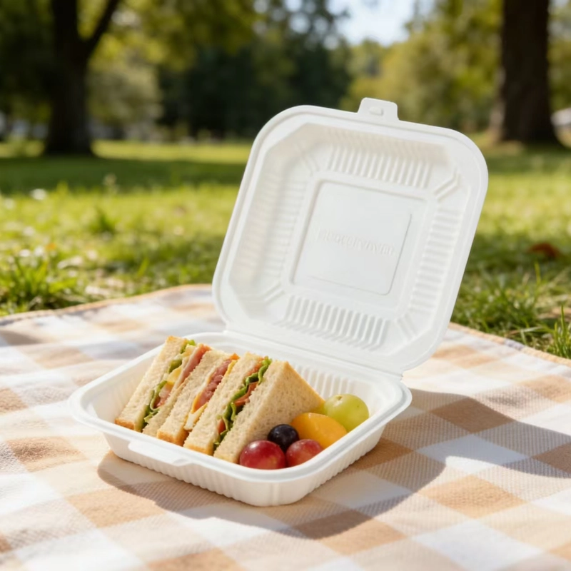 9inch cornstarch white clamshell box6