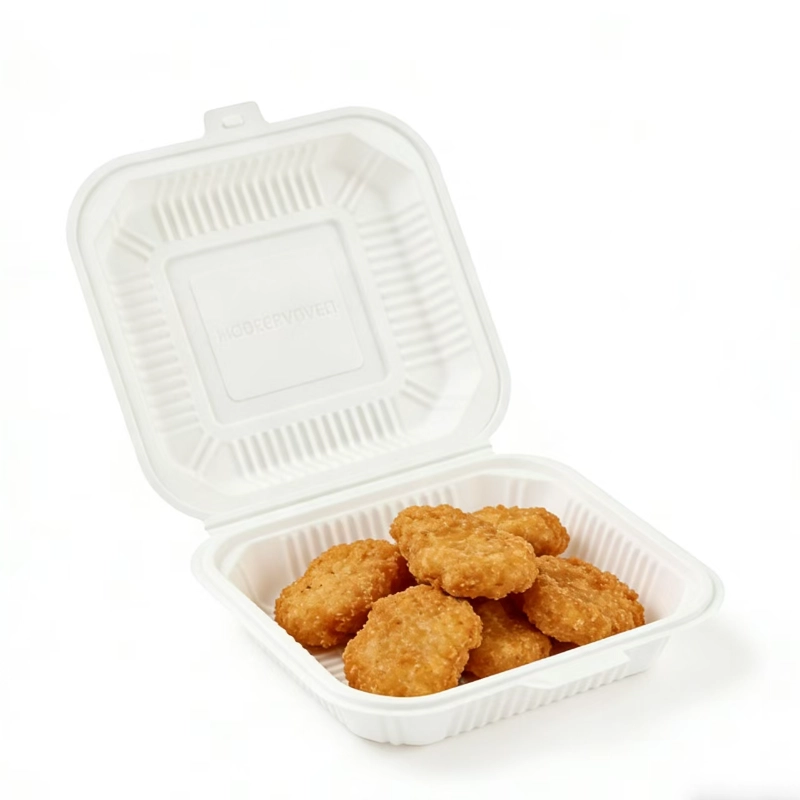 9inch cornstarch white clamshell box