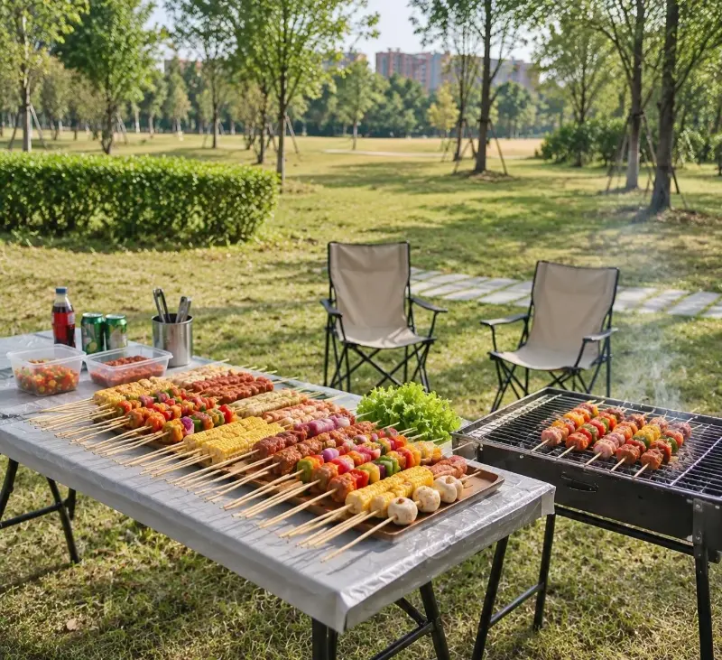 Palitos de bambú para brochetas de barbacoa y presentación de alimentos