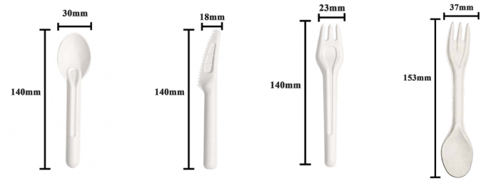 Paper Cutlery Set Size