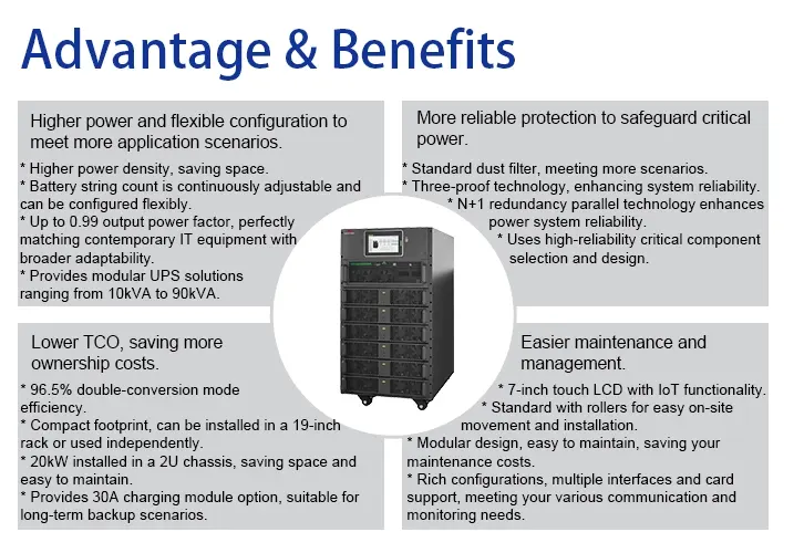 GTM-15 Series Modular Online UPS 30_60_90kVA advantage and benefits