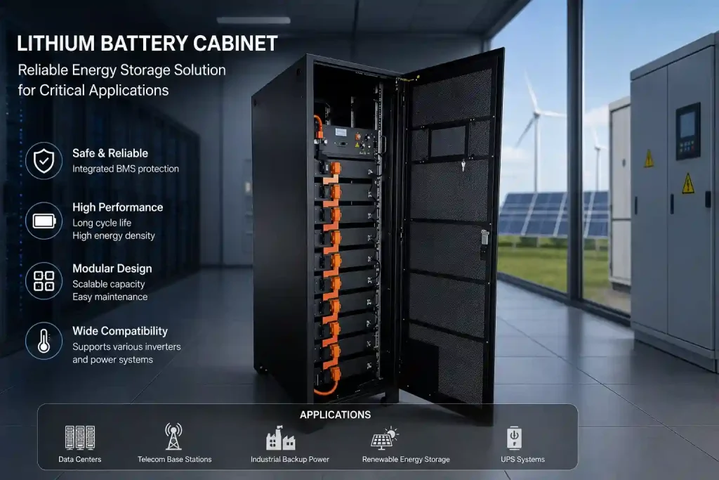 Sistema de gabinete para baterías de litio GT LiFP Serie 1 Banner para gabinete de batería de litio gottogpower