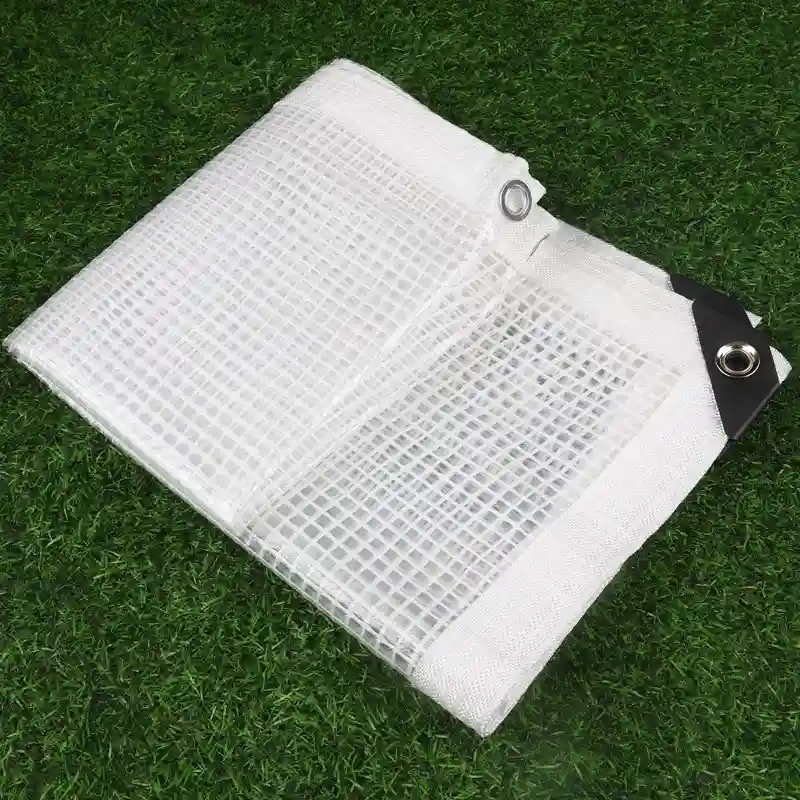 Clear Grid Reinforced PE Tarpaulin, Outdoor Weatherproof Sheet, Manufacturer