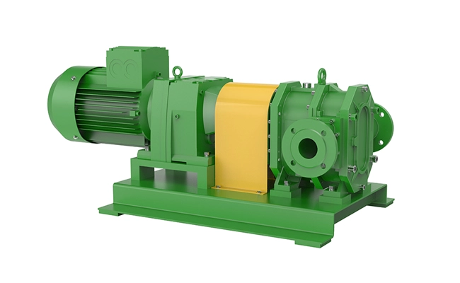 Self priming metal rotary lobe pump