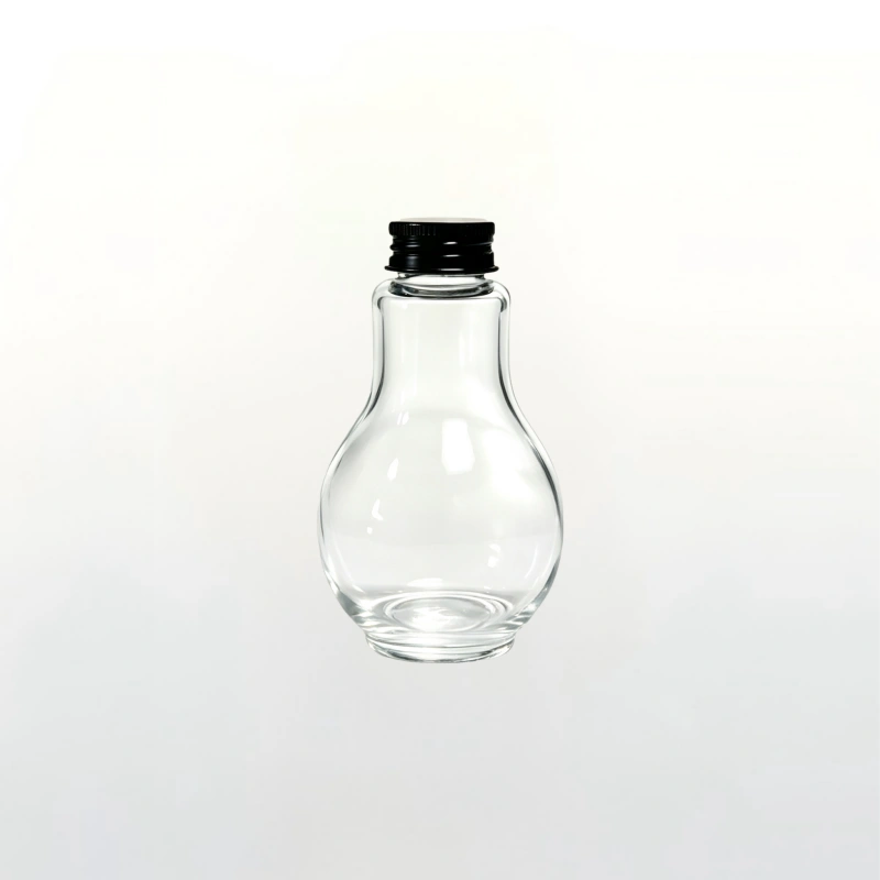 100ml Light Bulb Glass Jar With Black Aluminum Screw Lid