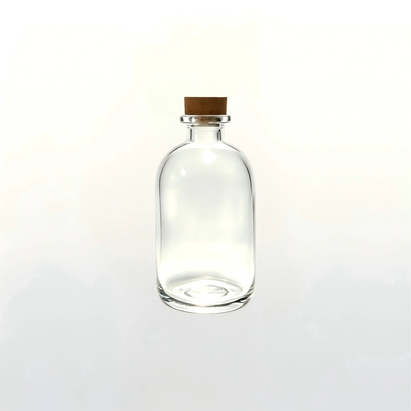 250ml Round Gin Glass Bottle With Wooden Cork Cap